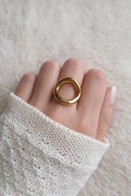 Bague Halo - Bague ajustable ronde en acier inoxydable or Micomidy Bijoux