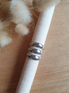 Bague triple rang argent - bague ajustable en acier inoxydable argent Micomidy Bijoux