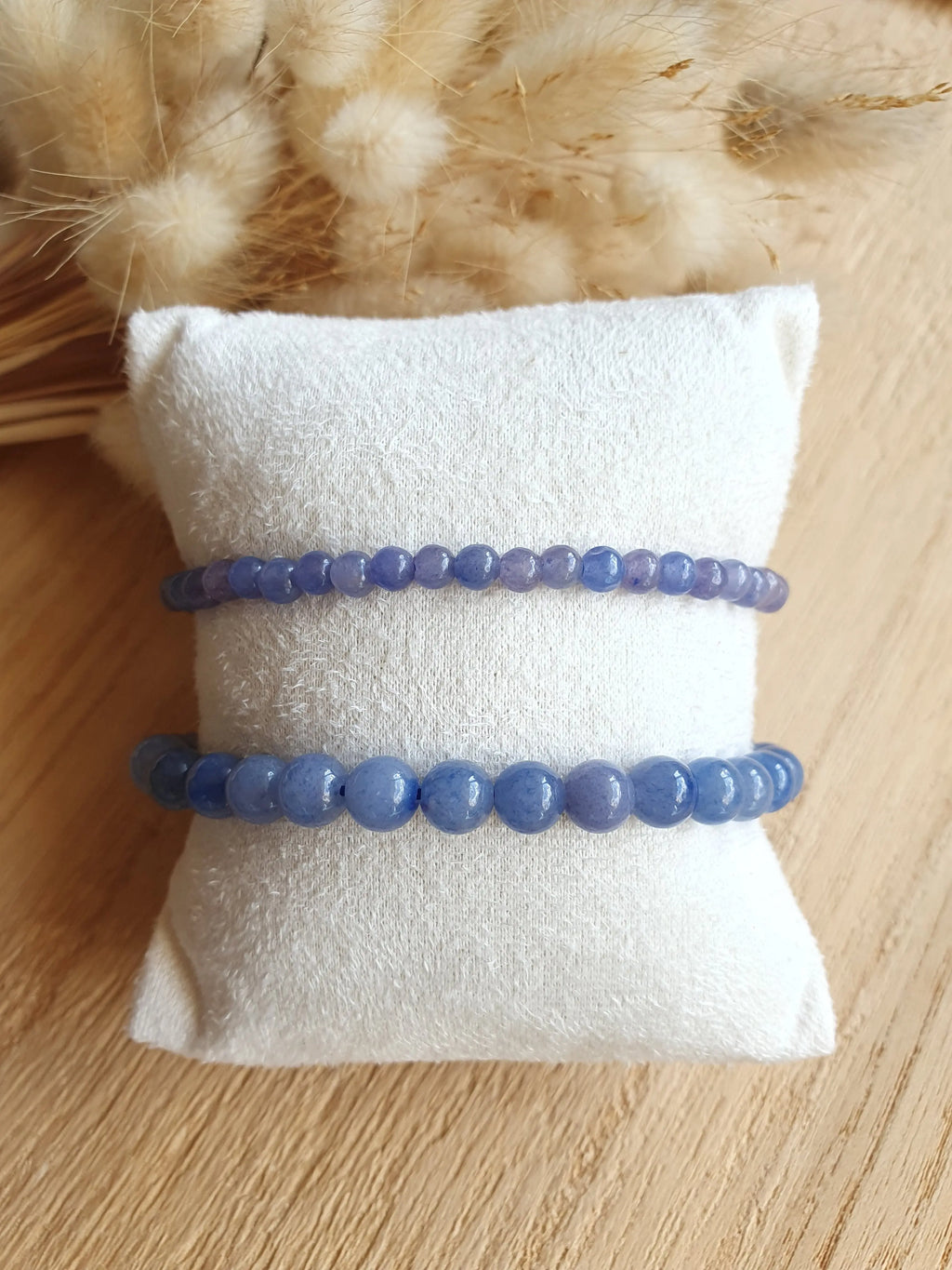 Bracelet élastique en pierre d'aventurine bleue - perles en pierres naturelles Micomidy Bijoux