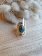Bague Grazia - grosse bague style vintage ajustable en acier inoxydable et pierre naturelle Micomidy Bijoux