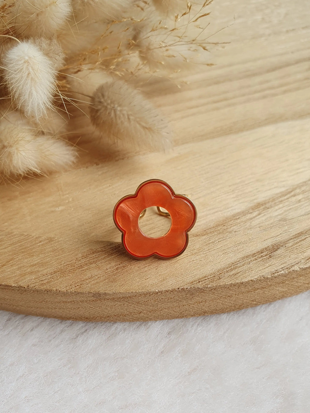 Bague Daisy - Bague fleur ajustable en acier inoxydable or et résine colorée Micomidy Bijoux