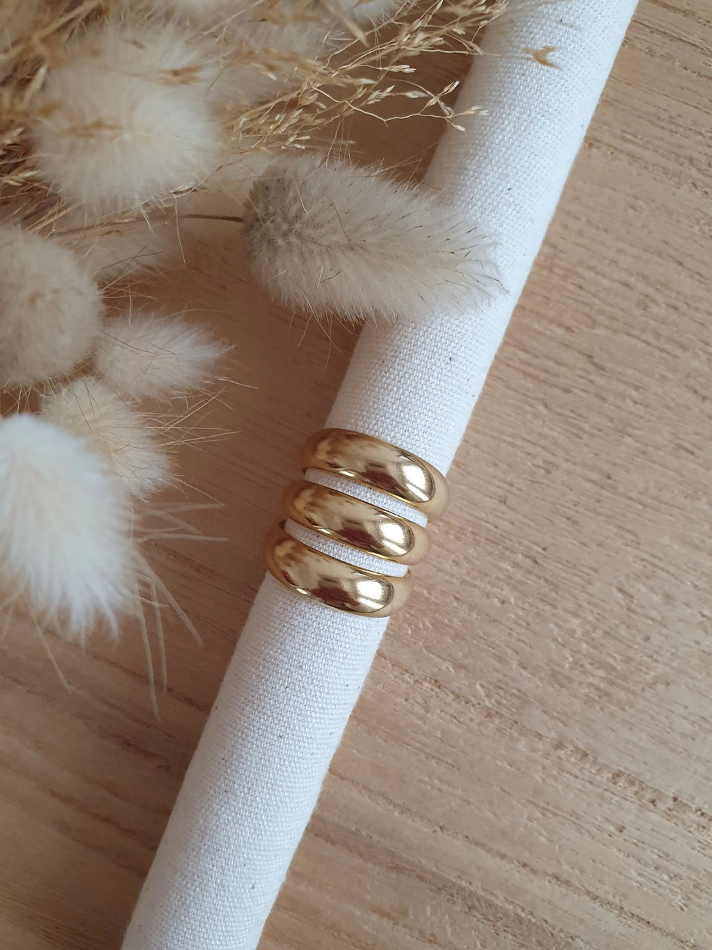 Bague triple rang or - bague ajustable en acier inoxydable doré à l'or fin Micomidy Bijoux