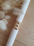 Bague triple rang or - bague ajustable en acier inoxydable doré à l'or fin Micomidy Bijoux