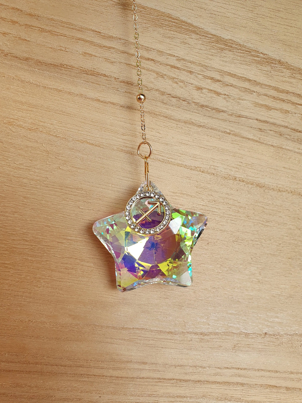 Attrape soleil étoile avec signe astrologique - suspension en verre en forme d'étoile Micomidy Bijoux