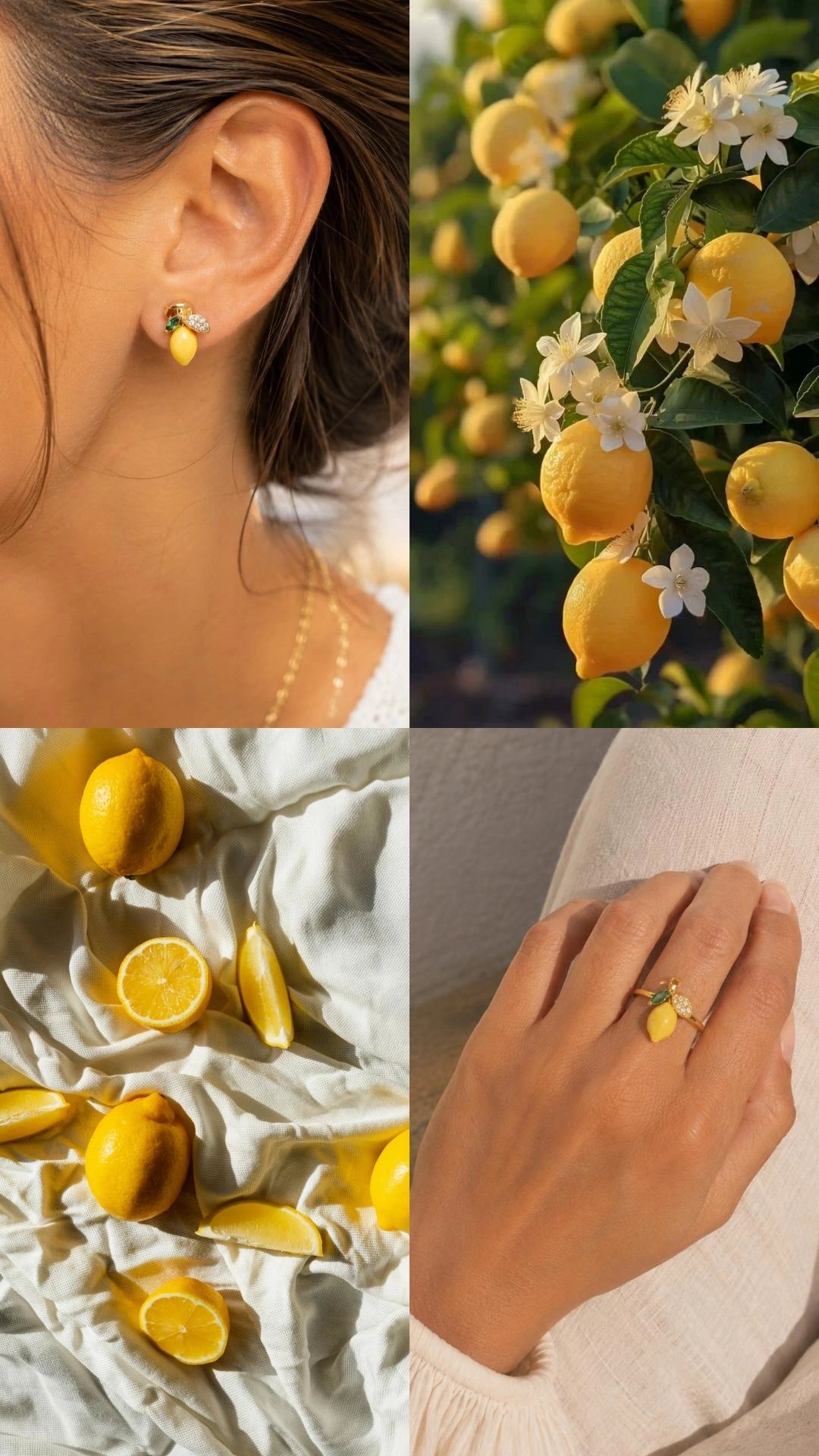 Boucles d'oreilles Limoncello – Boucles citron en acier inoxydable et strass Micomidy Bijoux