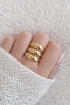 Bague triple rang or - bague ajustable en acier inoxydable doré à l'or fin Micomidy Bijoux