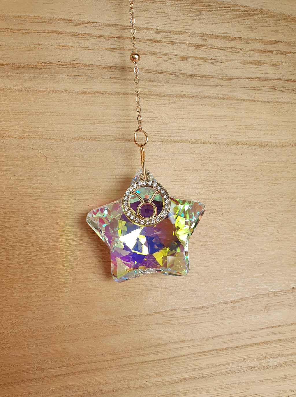 Attrape soleil étoile avec signe astrologique - suspension en verre en forme d'étoile Micomidy Bijoux