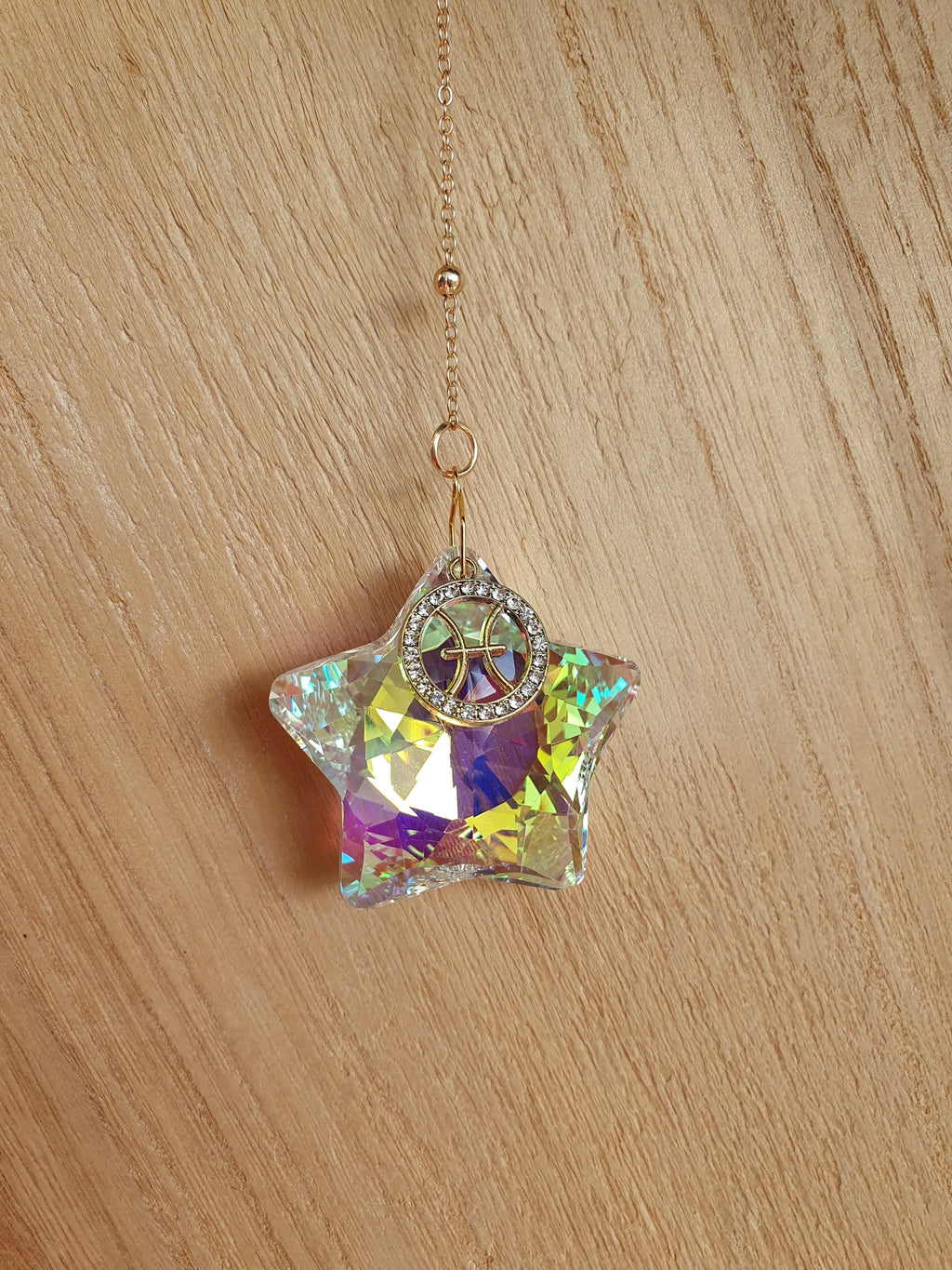 Attrape soleil étoile avec signe astrologique - suspension en verre en forme d'étoile Micomidy Bijoux