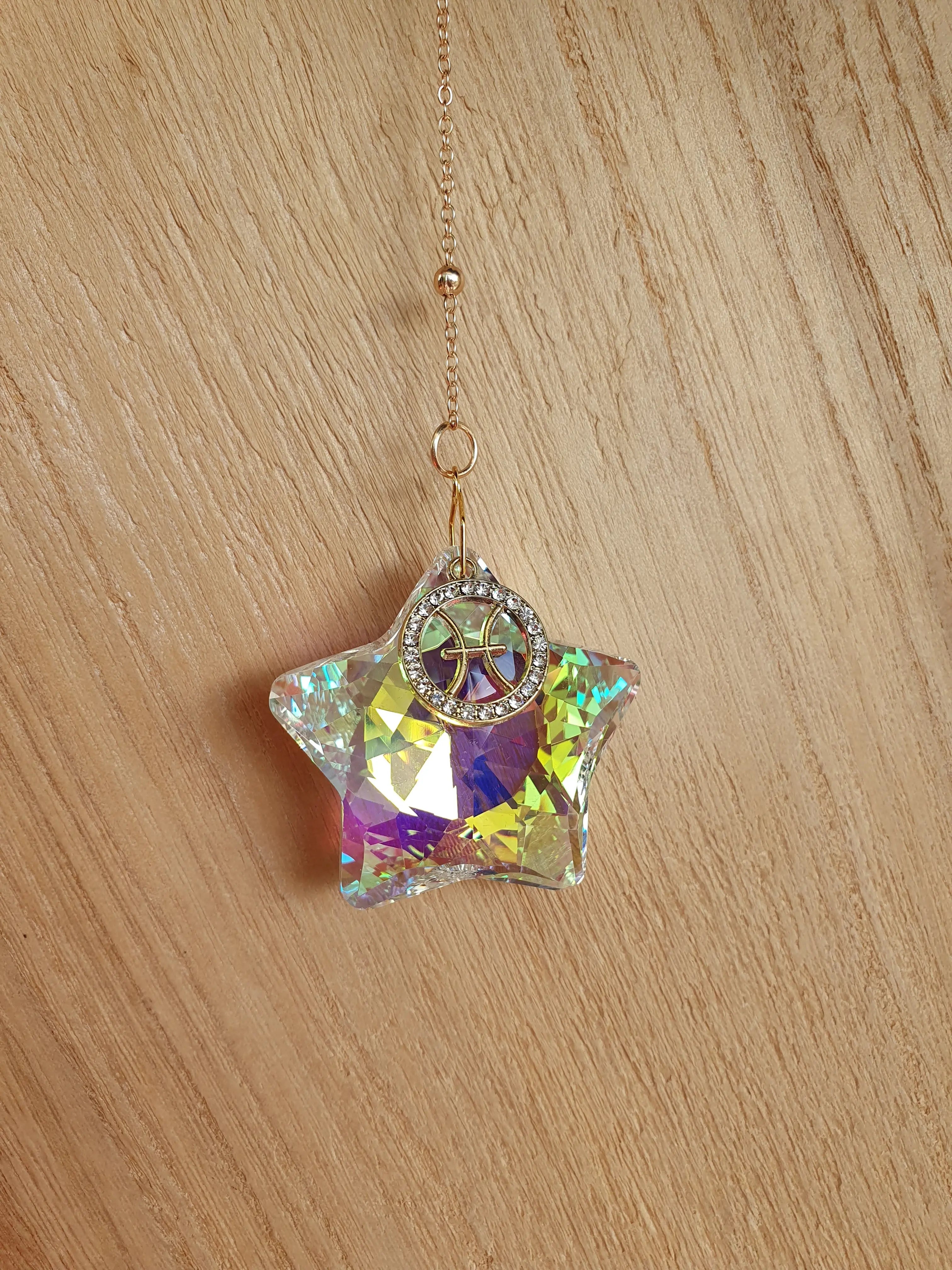 Attrape soleil étoile avec signe astrologique - suspension en verre en forme d'étoile Micomidy Bijoux