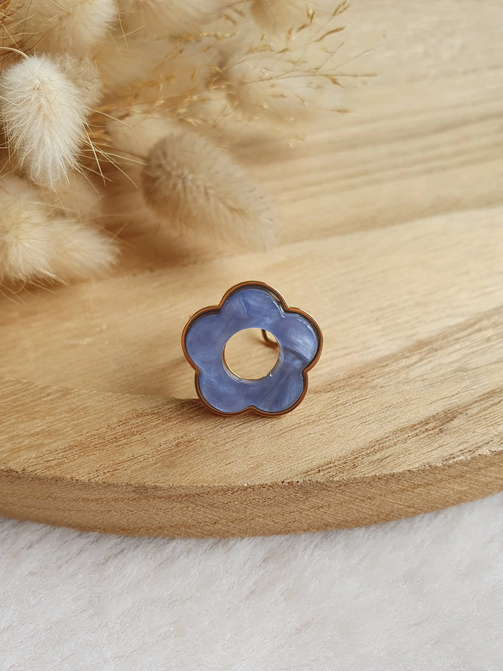 Bague Daisy - Bague fleur ajustable en acier inoxydable or et résine colorée Micomidy Bijoux
