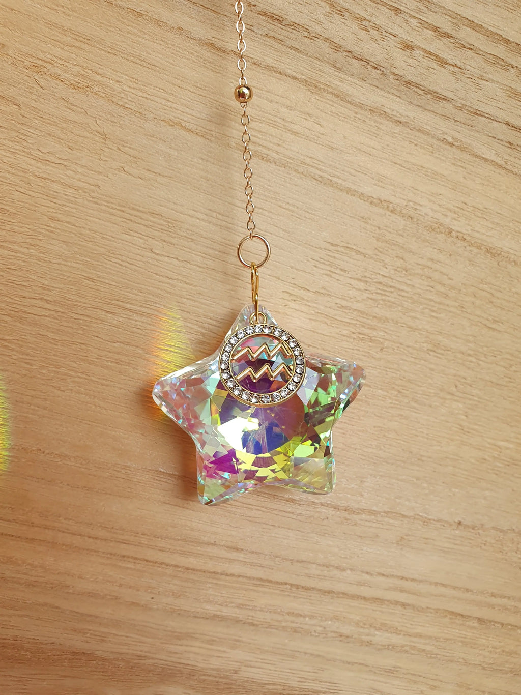 Attrape soleil étoile avec signe astrologique - suspension en verre en forme d'étoile Micomidy Bijoux