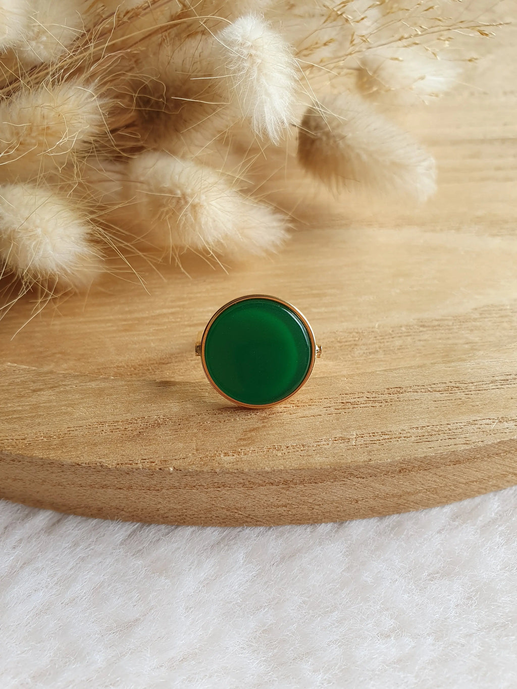 Bague Ginette - Bague ajustable en acier inoxydable or et pierres naturelles Micomidy Bijoux