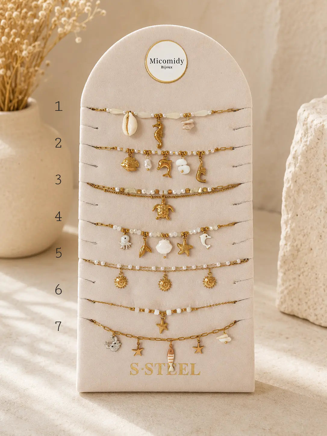 Chaîne de cheville charm marin en acier inoxydable or Micomidy Bijoux