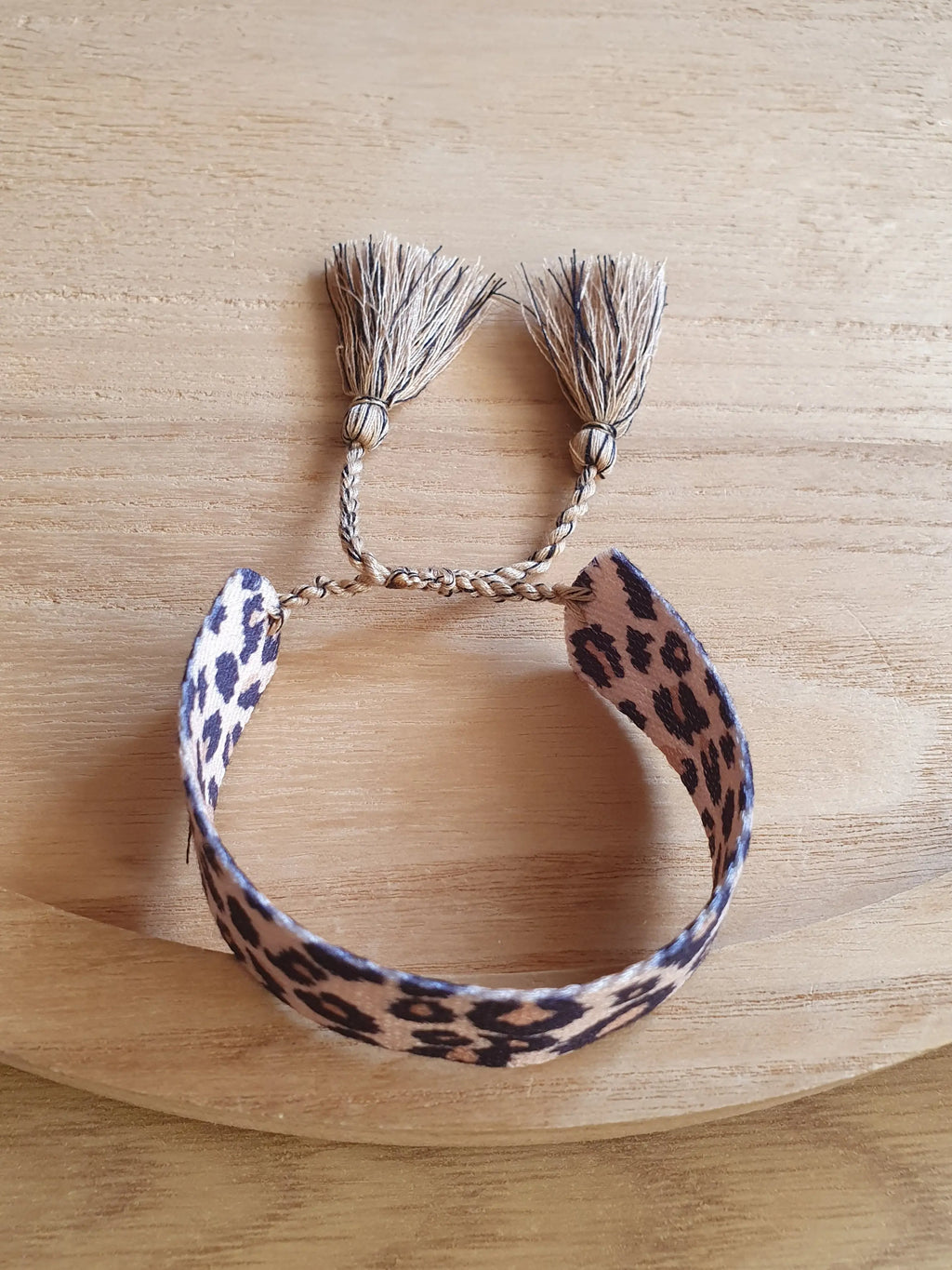 Bracelet cordon ajustable tissé avec motif animal leopard Micomidy Bijoux