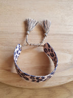 Bracelet cordon ajustable tissé avec motif animal leopard Micomidy Bijoux