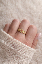 Bague Hélios - bague ajustable avec disques solaires en acier inoxydable or et émail rose Micomidy Bijoux