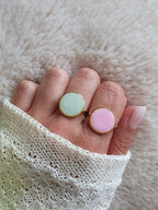 Bague Ginette - Bague ajustable en acier inoxydable or et pierres naturelles Micomidy Bijoux