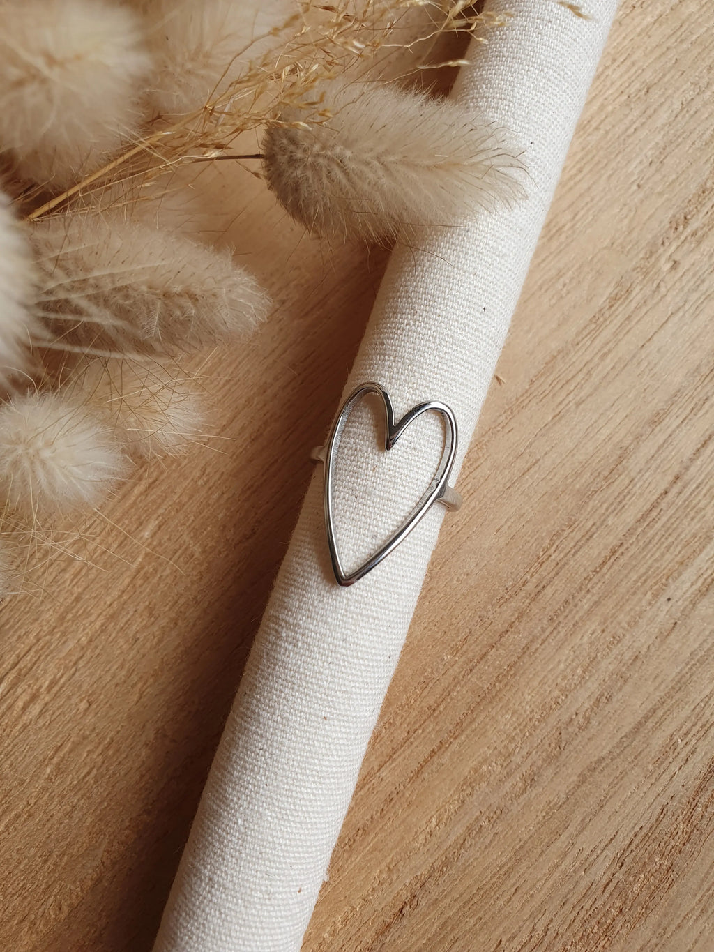 Bague coeur d'amour en acier inoxydable argent, minimaliste et élégante Micomidy Bijoux