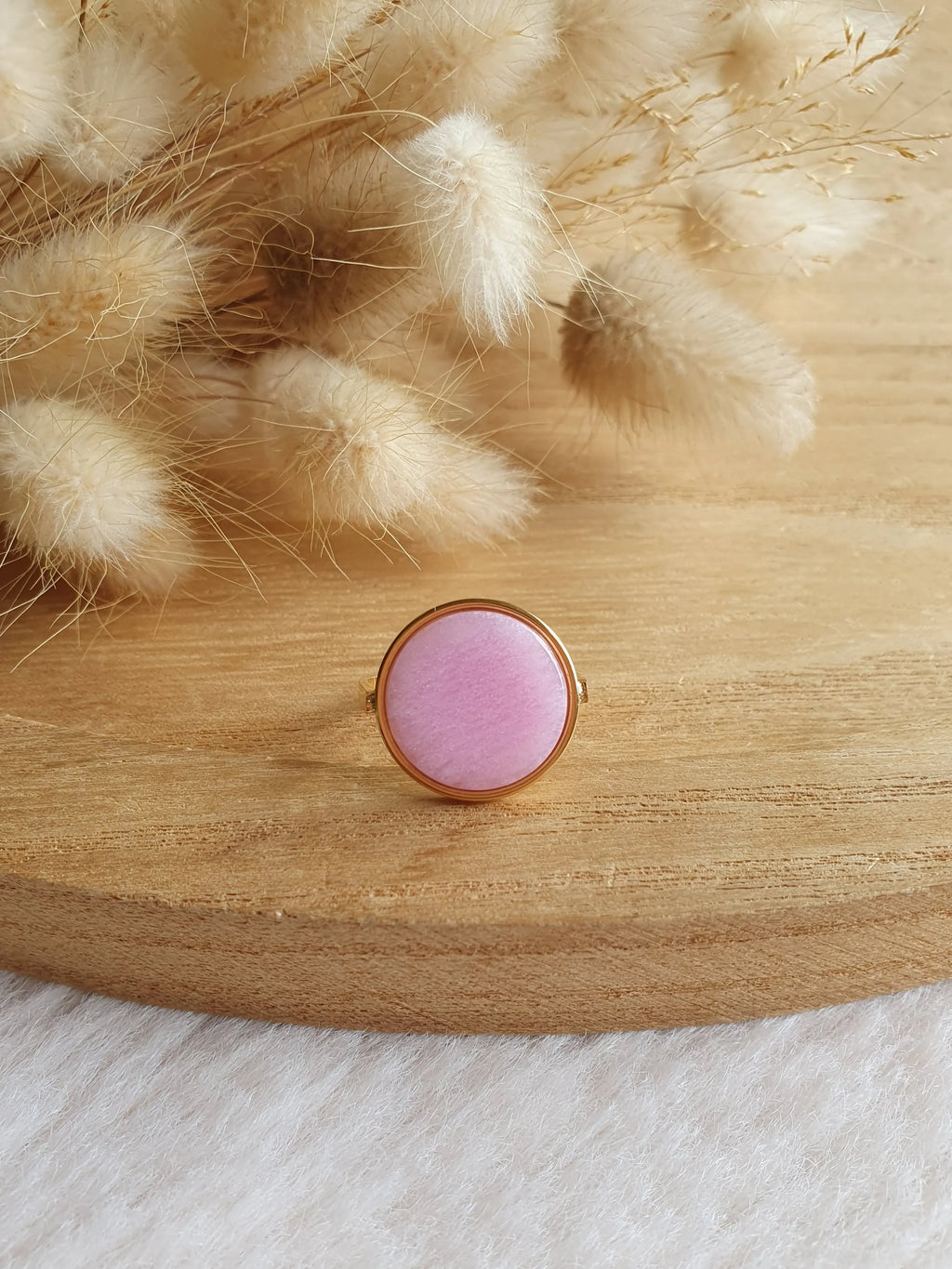 Bague Ginette - Bague ajustable en acier inoxydable or et pierres naturelles Micomidy Bijoux