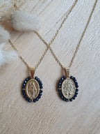 Collier Madone en acier inoxydable doré et perles colorées Micomidy Bijoux