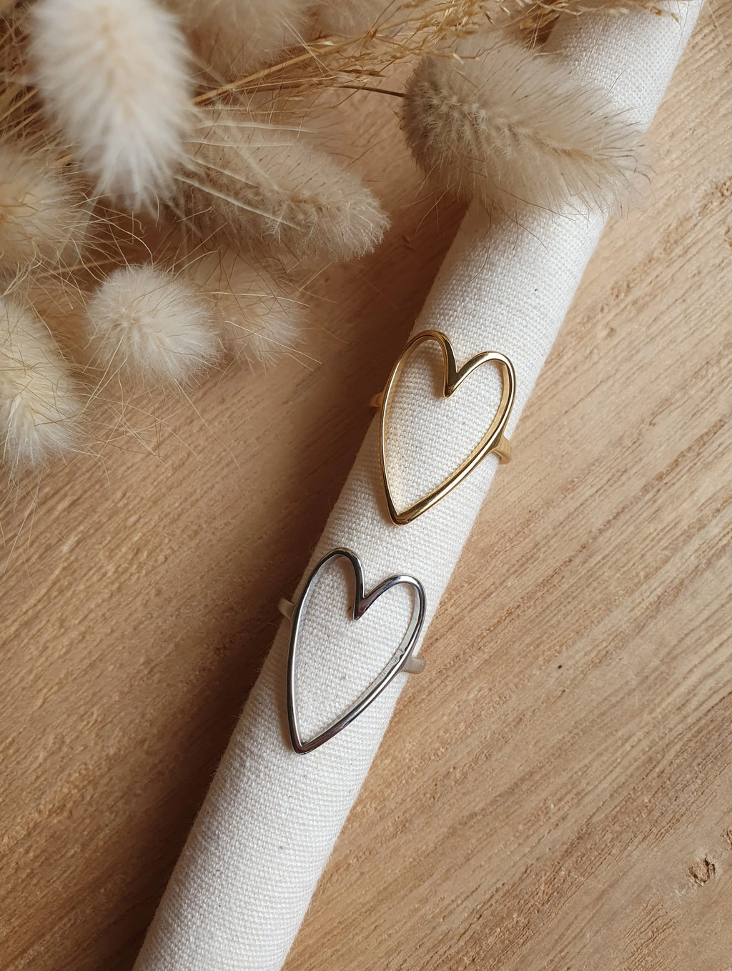 Bague coeur d'amour en acier inoxydable or, minimaliste et élégante Micomidy Bijoux
