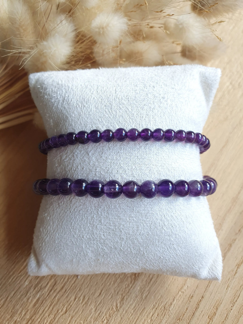 Bracelet élastique en pierre d'améthyste - perles en pierres naturelles Micomidy Bijoux