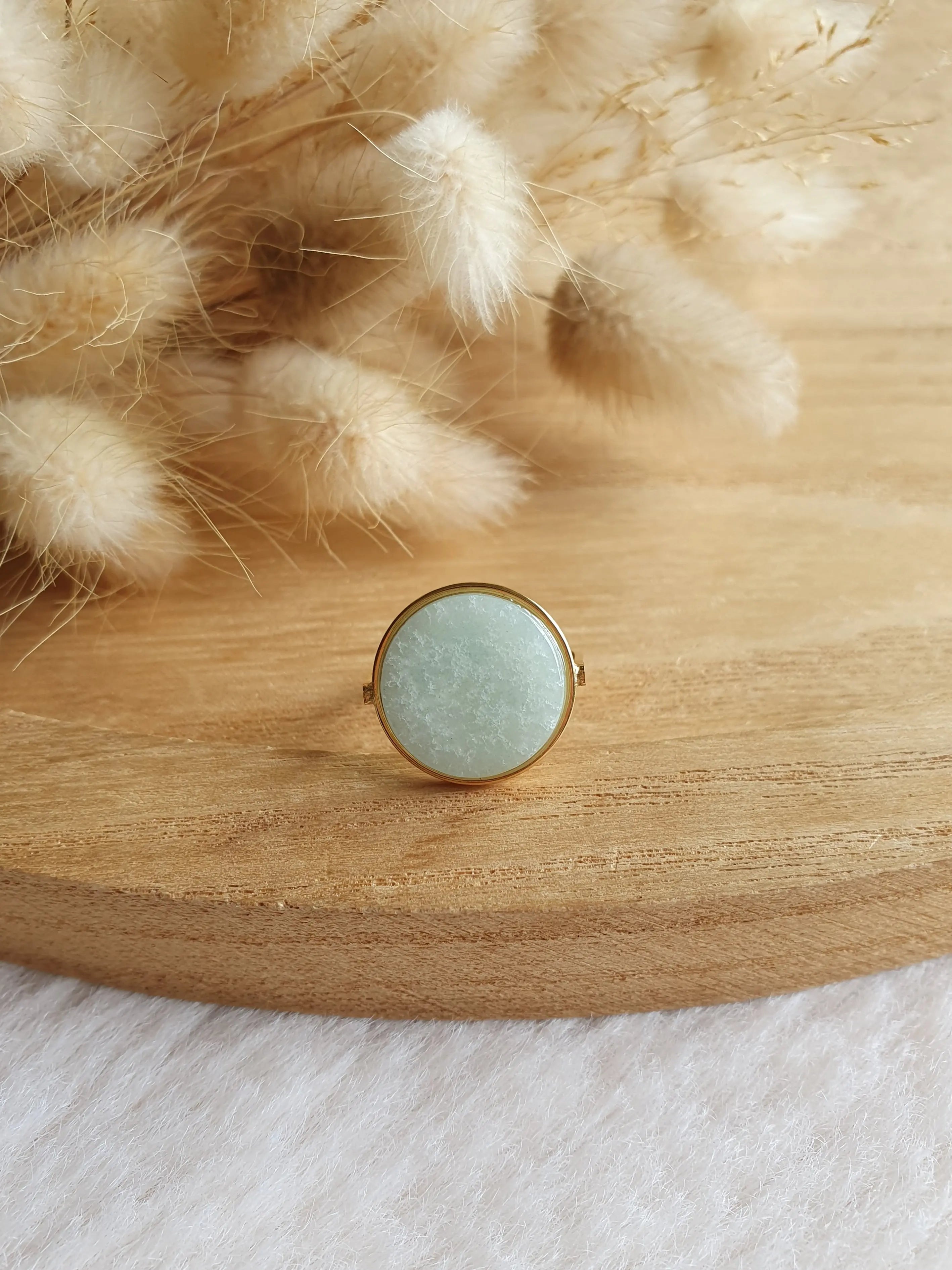 Bague Ginette - Bague ajustable en acier inoxydable or et pierres naturelles Micomidy Bijoux