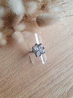 Bague anti-stress fleur ajustable en acier inoxydable argent Micomidy Bijoux