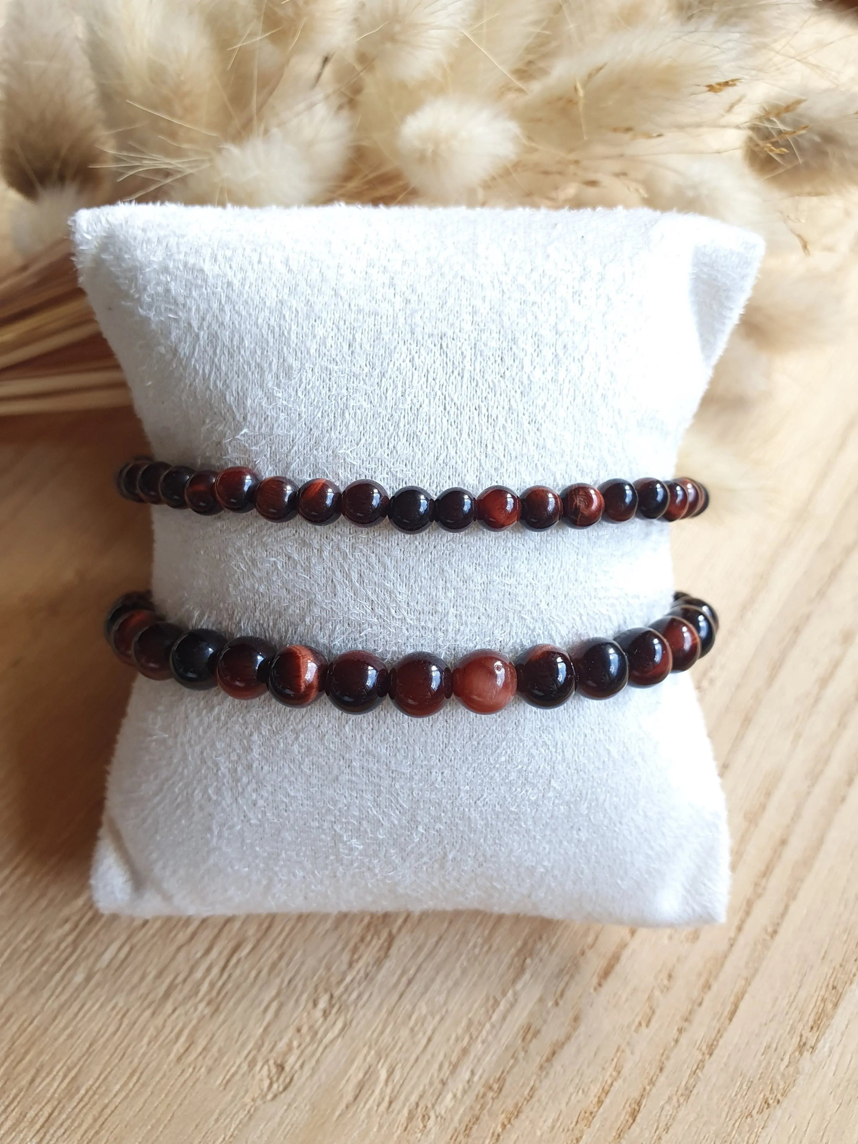 Bracelet élastique en pierre oeil de taureau - perles en pierres naturelles Micomidy Bijoux