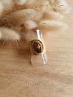 Bague Athena - Bague ajustable en acier inoxydable or, étoile, et pierre naturelle Micomidy Bijoux