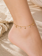 Chaîne de cheville femme en acier inoxydable doré ou argenté avec charm en strass Micomidy Bijoux
