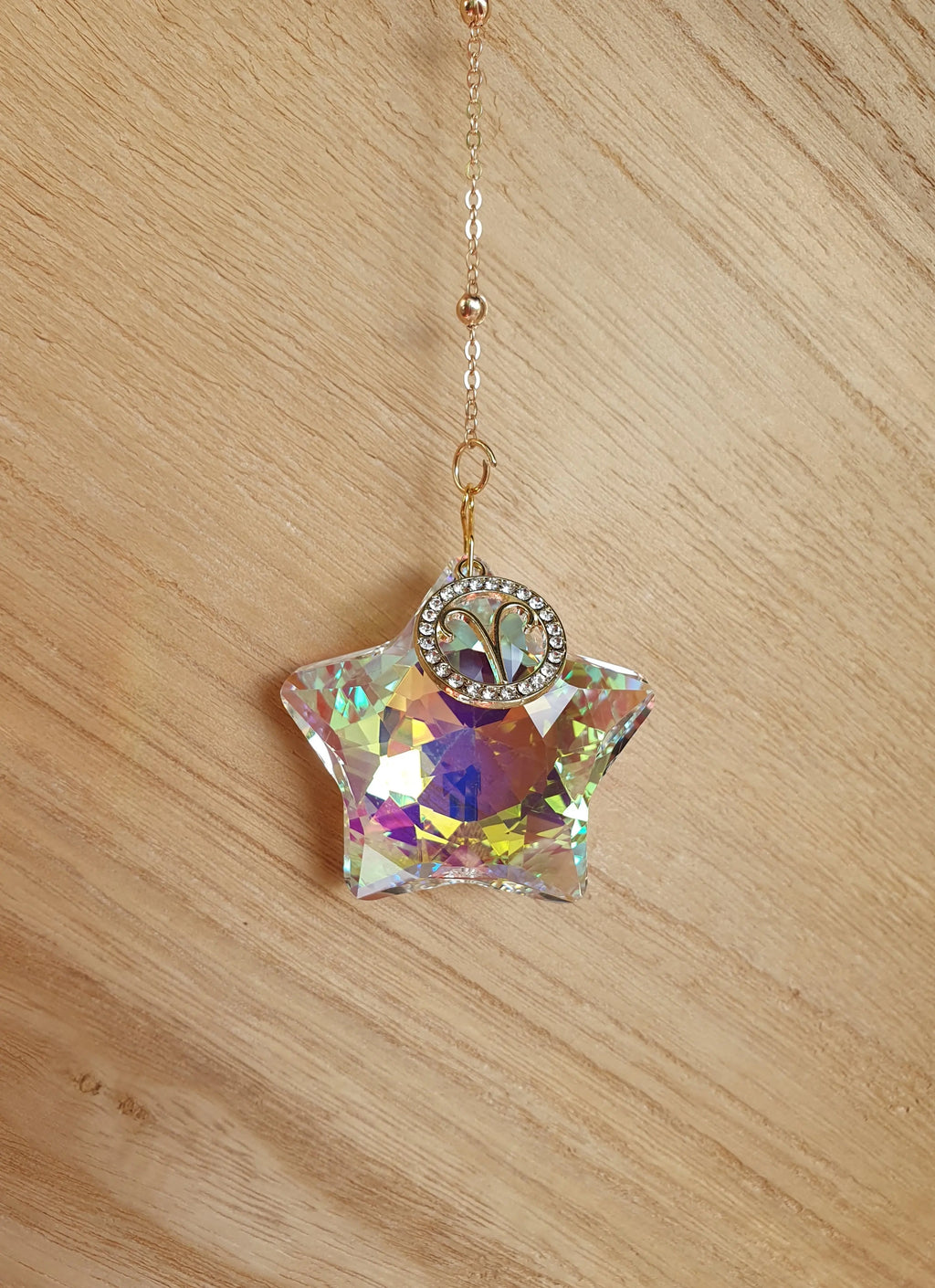 Attrape soleil étoile avec signe astrologique - suspension en verre en forme d'étoile Micomidy Bijoux