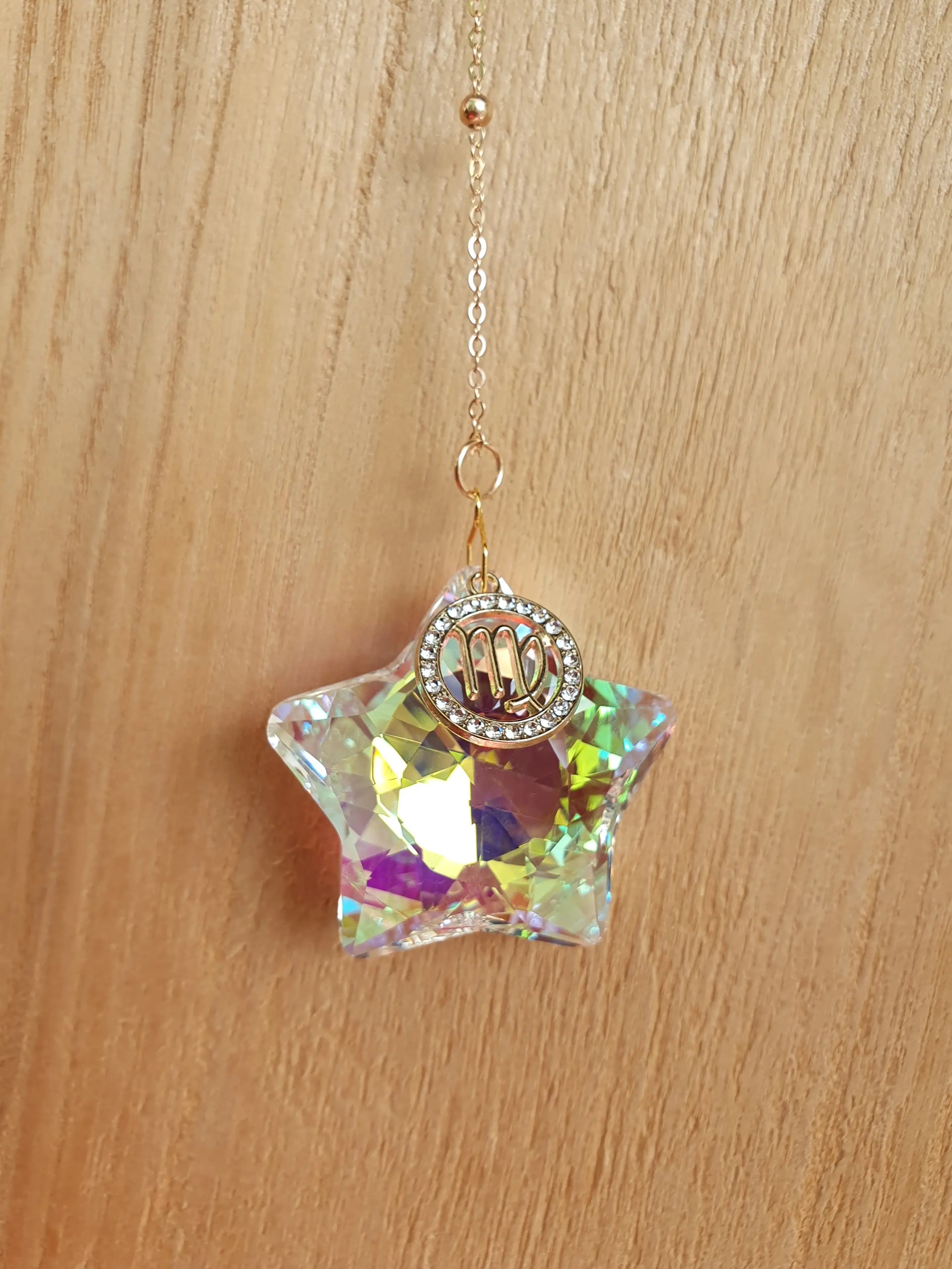 Attrape soleil étoile avec signe astrologique - suspension en verre en forme d'étoile Micomidy Bijoux