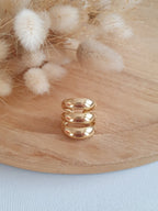 Bague triple rang or - bague ajustable en acier inoxydable doré à l'or fin Micomidy Bijoux
