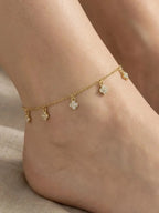 Chaîne de cheville femme en acier inoxydable doré ou argenté avec charm en strass Micomidy Bijoux