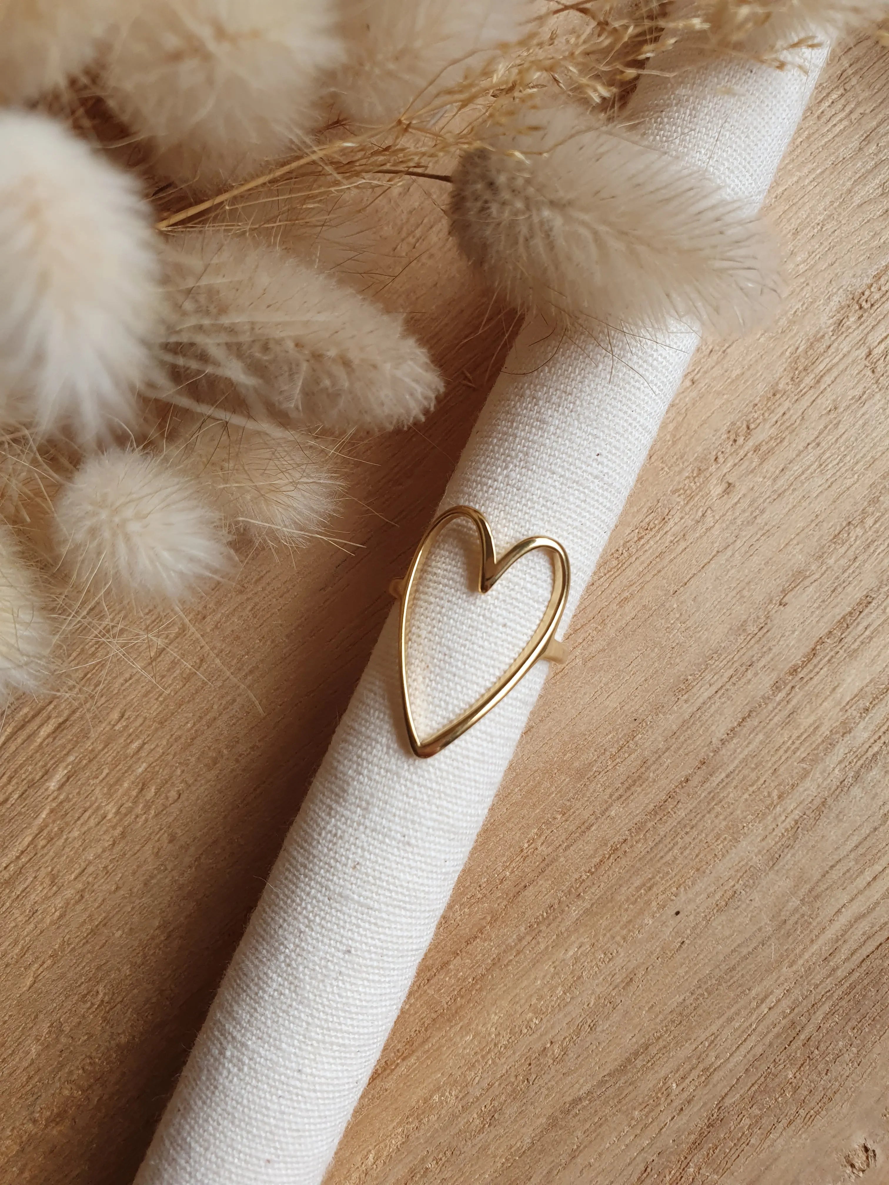 Bague coeur d'amour en acier inoxydable or, minimaliste et élégante Micomidy Bijoux