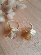 Boucles d'oreilles Flora - créoles et fleurs en acier inoxydable or Micomidy Bijoux