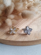 Bague anti-stress fleur ajustable en acier inoxydable or Micomidy Bijoux